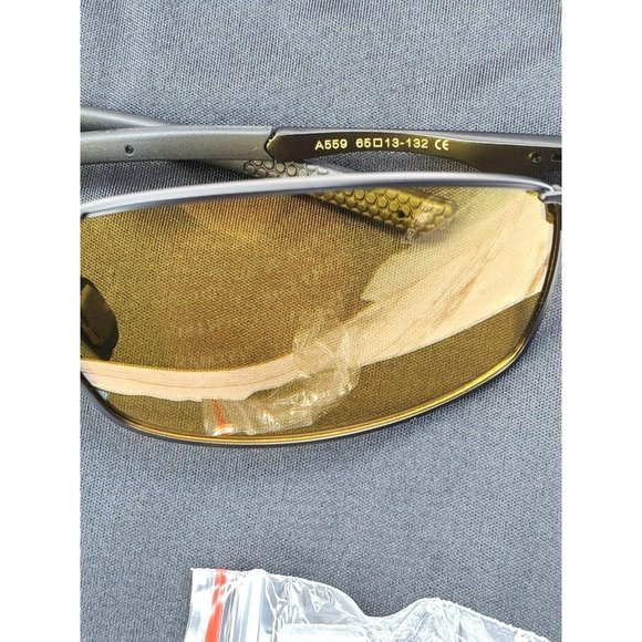 Gold Tinted Polarized Lens Brown Frame Booroot Stylish Sunglasses With Case - Picture 6 of 12